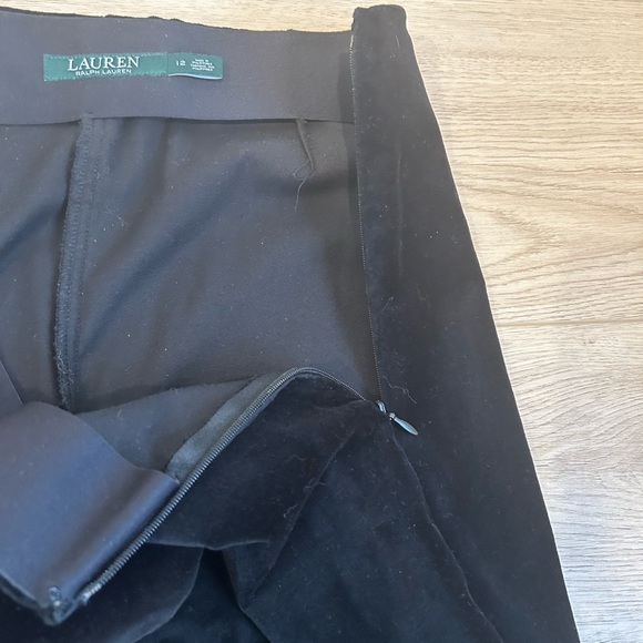 Lauren Ralph Lauren Womens Pants Sz 12 Black Velvet Pull On Side Zip Stretch - Picture 4 of 10